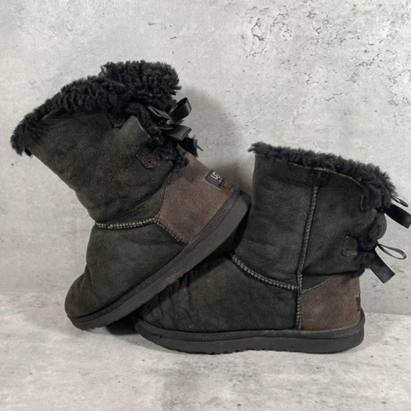 UGG Australia Womens Mini Bailey Bow II Sz 5 Winter Boot Chocolate Brown 1002954 - Picture 4 of 7